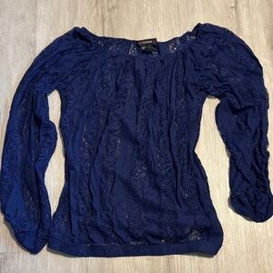 Candy Couture Chic Navy Lace Blouse